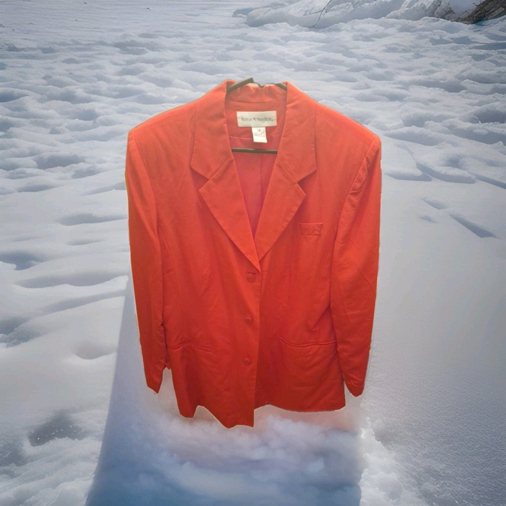 Norton McNaughton 2 Pc 100 % Silk Red Women's Suit  Jacket and‎ Skirt Sz14